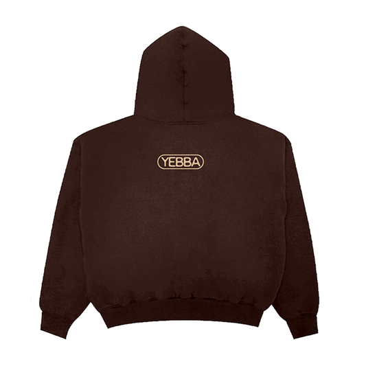 Brown hoodie with 'YEBBA' logo on the back